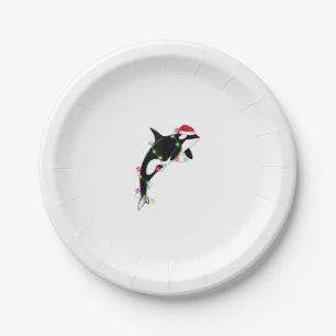 Funny Orca Killer Whale Santa Hat Christmas Sea An Paper Plate