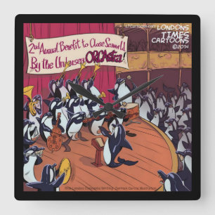 Funny Orca Whale Orchestra Square Wall Clock
