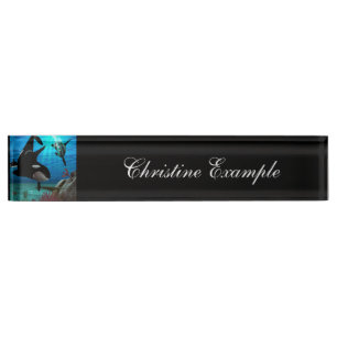 Funny orcas nameplate
