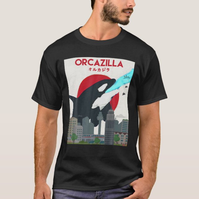 Funny Orcazilla Killer Whale Gift For Orca Lovers T-Shirt (Front)