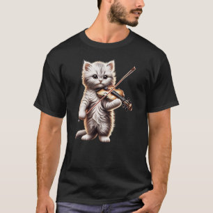 Funny Orchestra Musician Violinist Cute Cat Playin T-Shirt