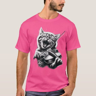 Funny Orchestra Musician Violinist Rock Cat Playin T-Shirt