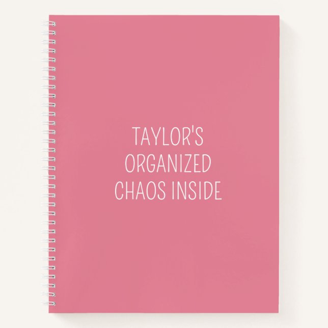Funny Organisation Quote To Do List Pink Notebook (Front)