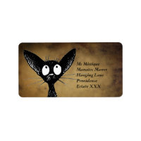 Funny Oriental Black Cat Labels