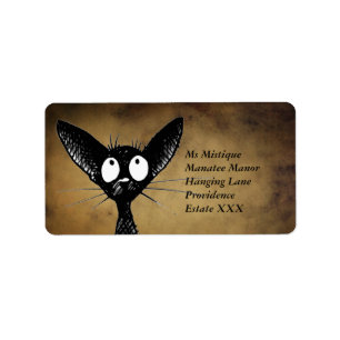 Funny Oriental Black Cat Labels