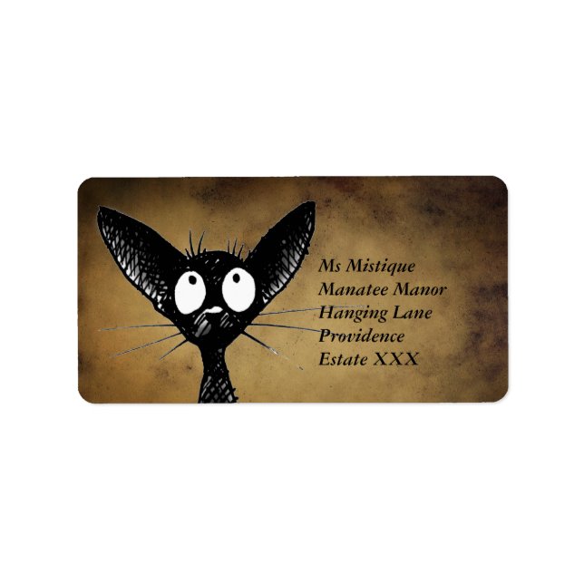 Funny Oriental Black Cat Labels (Front)