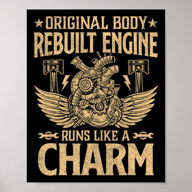 Funny Original Body Rebuilt Engine Runs Like A Cha Poster (Front)