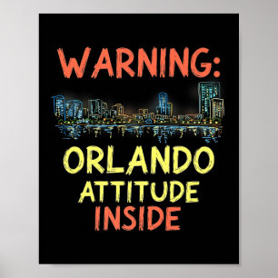 Funny Orlando Florida Night Skyline Vintage Premiu Poster