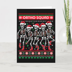 Funny Ortho Squad Christmas Three Santa Skeletons  Card