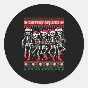 Funny Ortho Squad Christmas Three Santa Skeletons  Classic Round Sticker