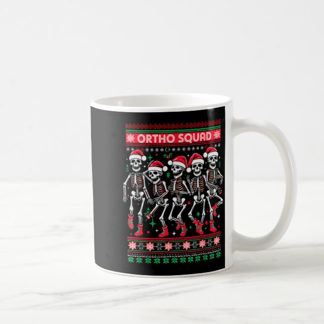 Funny Ortho Squad Christmas Three Santa Skeletons  Coffee Mug (Right)