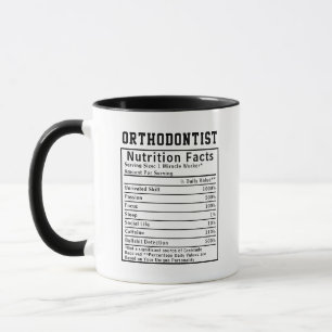 Funny Orthodontist Nutrition Facts Dental Clinic Mug