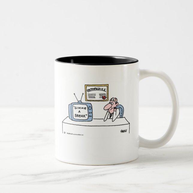 Funny Orthopaedist Cartoon for Orthopaedic Surgeon Two-Tone Coffee Mug (Right)