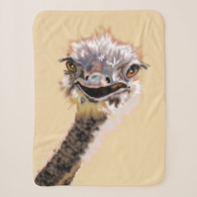Funny Ostrich Baby Sherpa Blanket (Front)