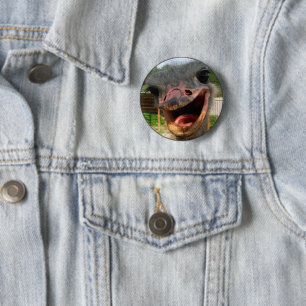 Funny Ostrich Bird Photo What's Up 6 Cm Round Badge