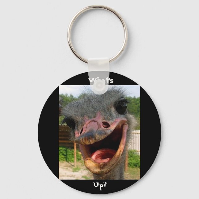 Funny Ostrich Bird Photo What's Up Key Ring (Front)