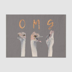 Funny Ostrich Bird Watercolor Illustration   OMG Tissue Paper