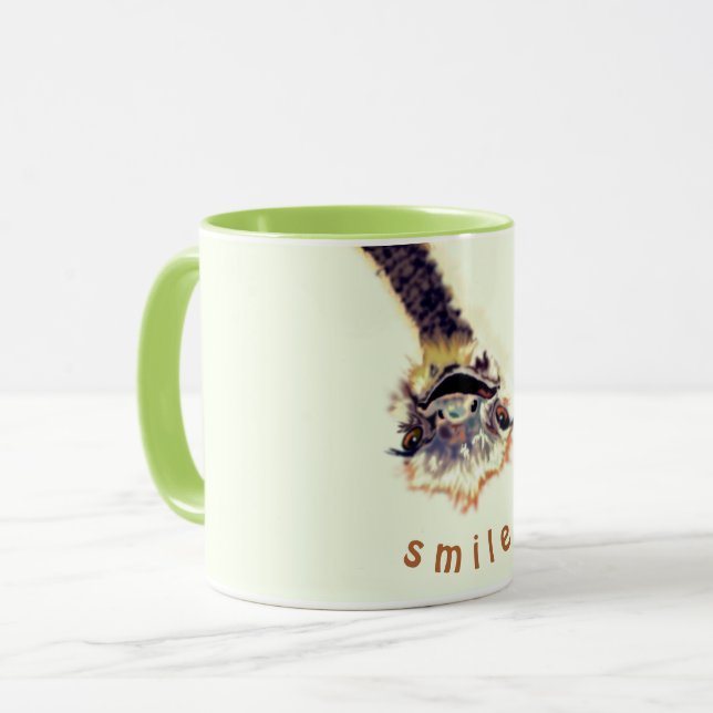 Funny Ostrich Coffee Mug - Custom Text (Front Left)
