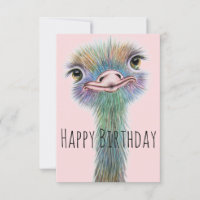 Funny Ostrich Customisable Birthday Card