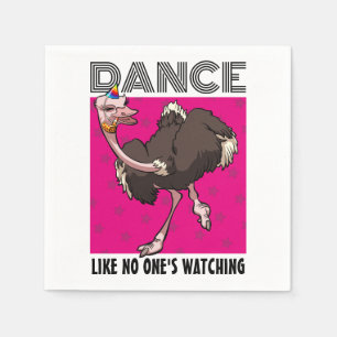 Funny Ostrich Dance Like No One's Watching Cartoon Napkin