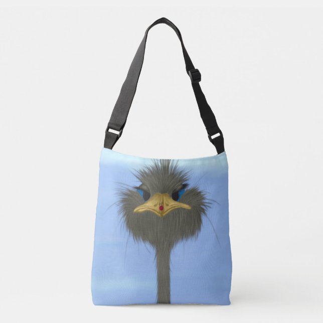 Funny Ostrich George And The Cute Ladybug Crossbody Bag (Front)