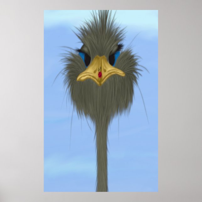 Funny Ostrich George And The Cute Ladybug Poster (Front)