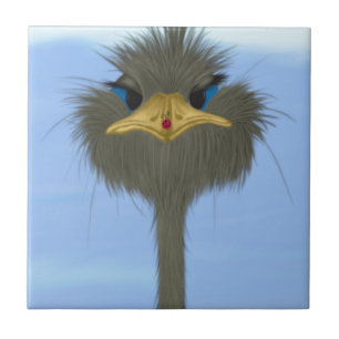 Funny Ostrich George And The Cute Ladybug Tile