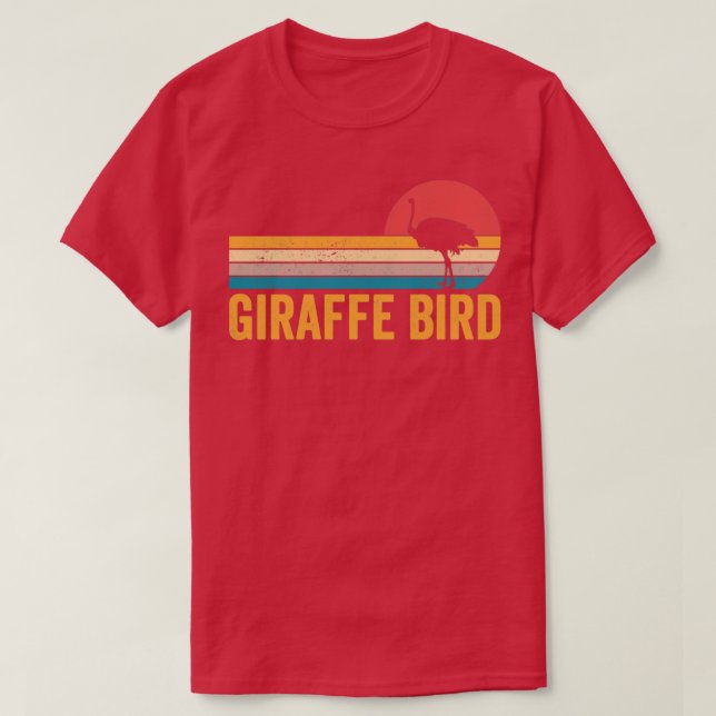 Funny Ostrich Giraffe Bird Retro T-Shirt (Design Front)
