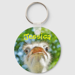 Funny Ostrich Girly Name Key Ring