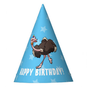 Funny Ostrich Happy Birthday Dancing Party Cartoon Party Hat