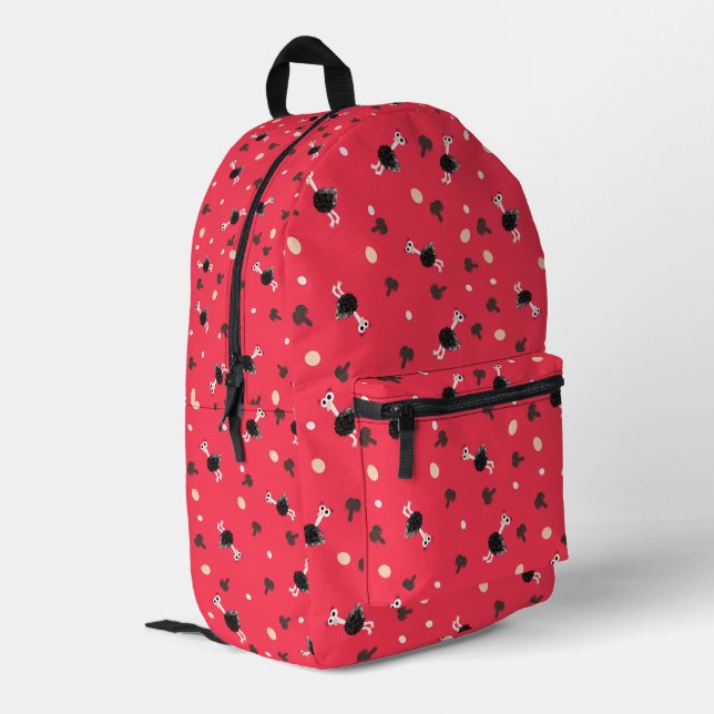 Funny ostrich pattern printed backpack (Back Corner Left)