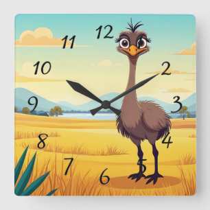Funny Ostrich Square Wall Clock
