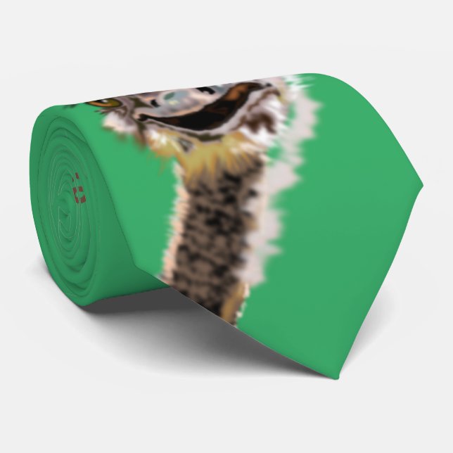 Funny Ostrich Tie Green or Choose Colour (Rolled)