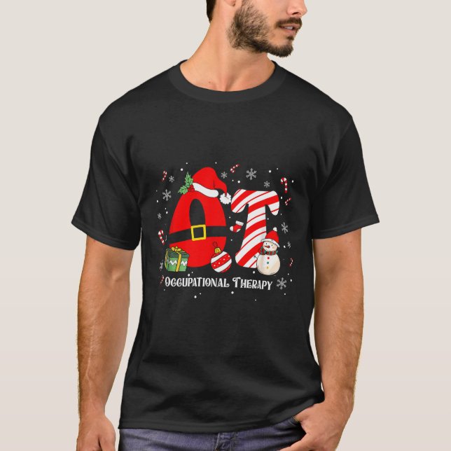 Funny Ot Nurse Occupational Therapy Santa Christma T-Shirt (Front)