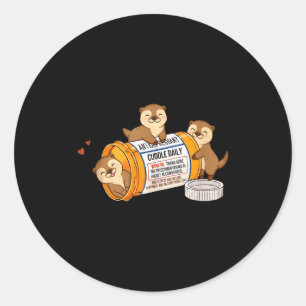 Funny Otter Anti Depressant Zoo Boys Girls Kids Ta Classic Round Sticker