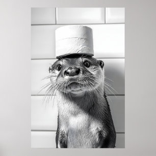 Funny Otter Bathroom Print Vintage Toilet Paper