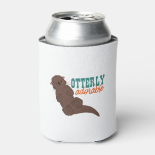 Funny Otter Cartoon Animal Otterly Adorable Can Cooler