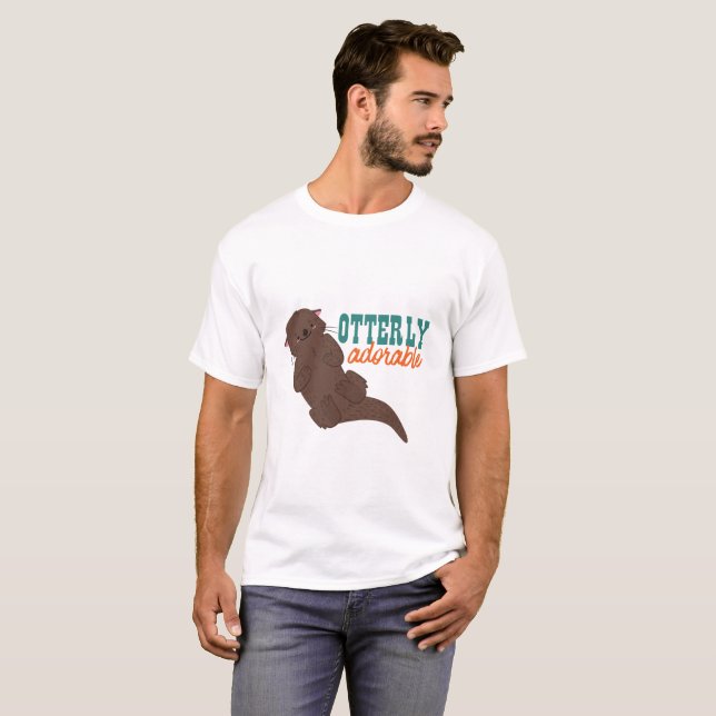 Funny Otter Cartoon Animal Otterly Adorable T-Shirt (Front Full)