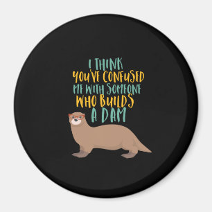 Funny Otter Cartoon Confused with Dam Beaver Magnet