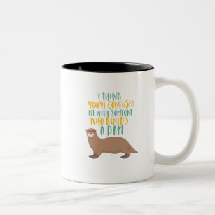 Funny Otter Cartoon Confused with Dam Beaver Two-Tone Coffee Mug
