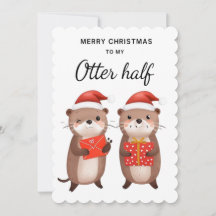 Funny Otter Christmas Card for Husband, Wife