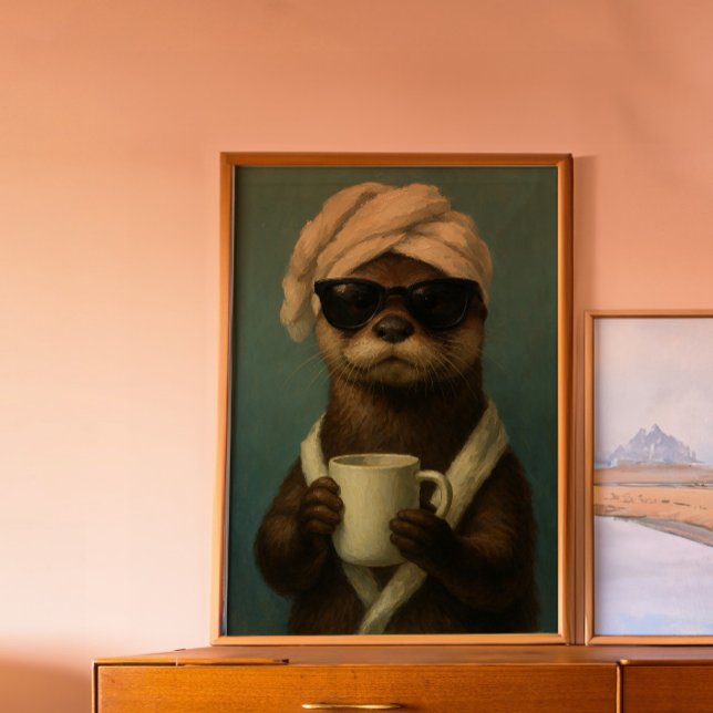 Funny Otter Coffee Art Spa Day Animal Lover Poster (Creator Uploaded)