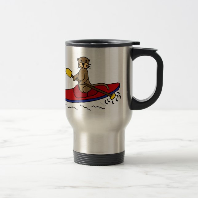 Funny Otter Kayaking Travel Mug (Right)