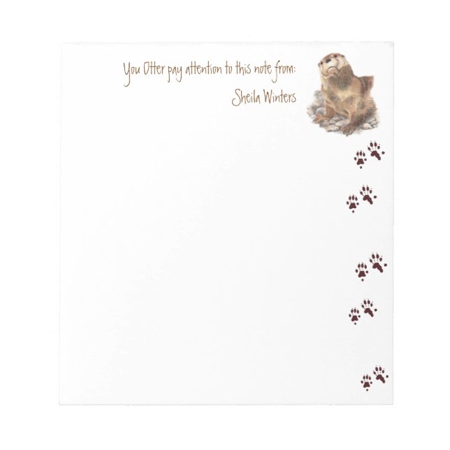 Funny Otter Pay Attention to Note, Humour Animal Notepad (Front)