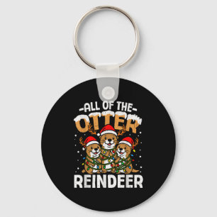 Funny Otter Reindeer Santa Christmas Animal Pun Xm Key Ring