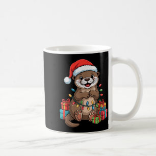 Funny Otter Santa Hat Animals Lovers Ugly Christma Coffee Mug