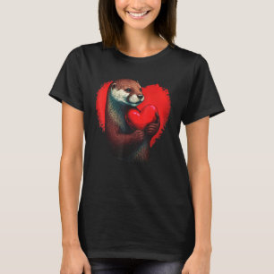 funny otters hold a red heart for men women kid co T-Shirt