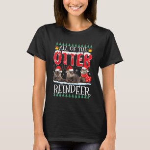 Funny Otters Reindeer Deer Antler Christmas Santa T-Shirt