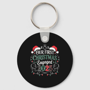 Funny Our First Christmas Engaged 2025 Couples Paj Key Ring
