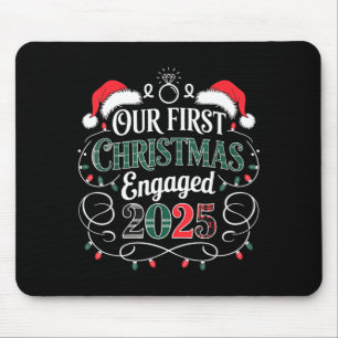 Funny Our First Christmas Engaged 2025 Couples Paj Mouse Mat